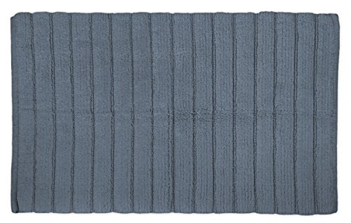 DII Design Ultra Soft Luxury Spa Ribbed Memory Foam Cotton Bath Mat Place in Front of Shower, Vanity, Bath Tub, Sink, and Toilet, 21 x 34 - Stone Blue