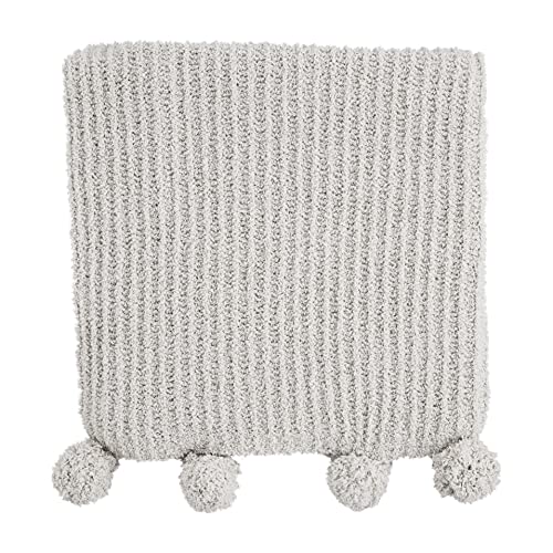 Mud Pie Chenille Throw Blanket, Gray, 60-inch