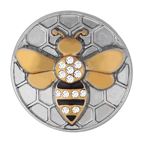 TGB Brands Ginger Snaps Honeycomb Bee - Mixed Metal Charm Accessory | Interchangeable, Customizable & Adjustable Snap Jewelry Collection | Button Charms for Necklaces, Bracelets & Rings | Standard Size | SN20-82