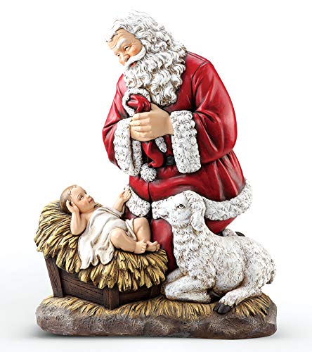 Roman Joseph's Studio Slim Profile Kneeling Santa Figurine, 24-Inch