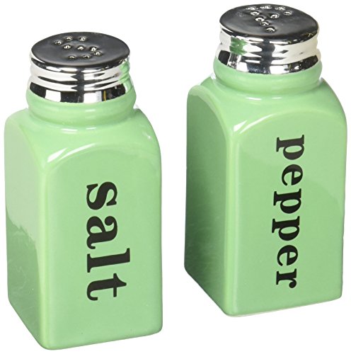 DII Design Mint Green Salt & Pepper Shaker Set - Celadon Ceramic - Hand Painted - Cute Gift Idea Wedding Kitchen