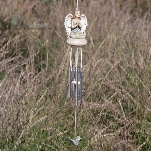 Roman 602086 Windchime with Angel and Bluebird, 21-inch High
