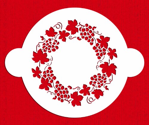 Designer Stencils C237 Grapevine Circle Cake Stencil, Beige/semi-transparent