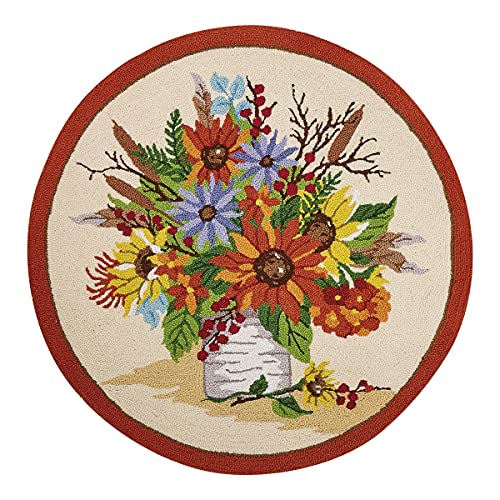Peking Handicraft 31SERX435C03RD Autumn Glory Hook Rug, 36-inch Diameter