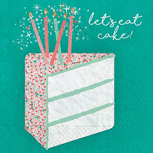 Amscan 502706 Happy Cake Day Beverage Napkins, 5-inch Square, Paper