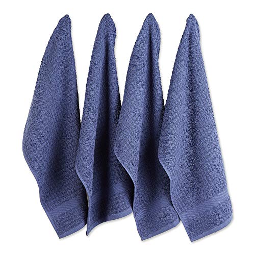 DII Design Basic Terry Collection Waffle Dishtowel Set, 15x26, Solid French Blue, 4 Piece