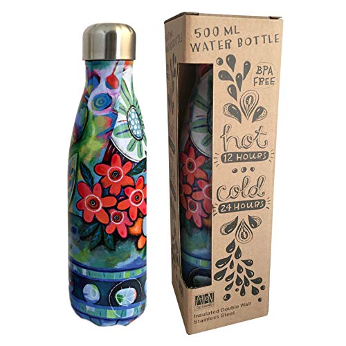 Enesco Allen Designs FlowerBlast Stainless Steel Water Bottle AB54 16.9 Ounces 10.25 Inches x 2.75 Inches