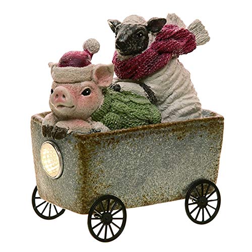 Valyria LLC Transpac M2691 Farm Animals, Christmas Figurine, 5.12-inch Length, Resin