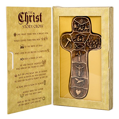 5" Christ Story Palm Cross W/Story Box Display by Roman