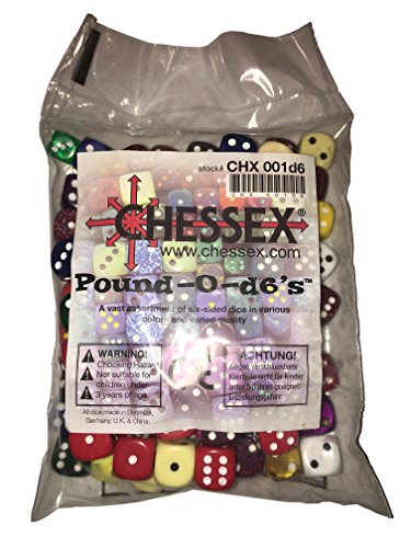Chessex 001D6 Pound-O-D6 Gaming Dice, Multicolor