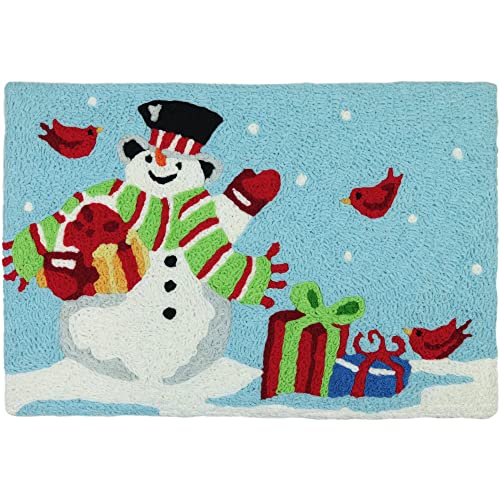 Home Comfort Waving Snowman with Gifts Jellybean Accent Rug with Snowman Christmas Rug 20"x30" Doormat
