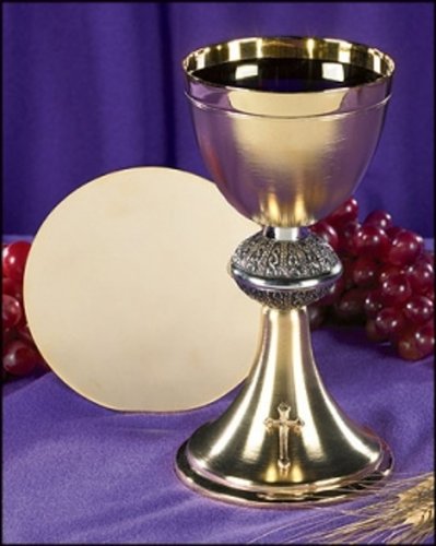 Christian Brands Budded Cross Chalice and Paten Set