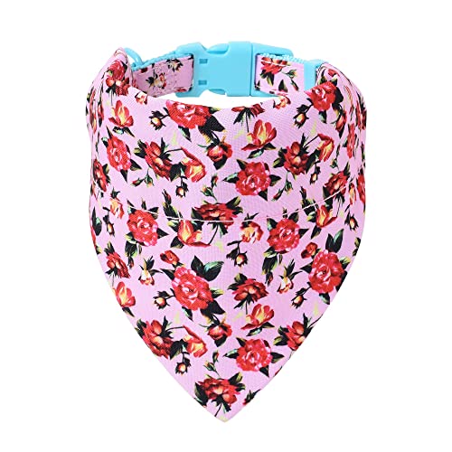 Mile High Life | Spring Floral Collection | Soft Poly Cotton Fabric | Girl Dog Collars | Bandana Collar (Peony Rose, Bandana w/Collar -M)