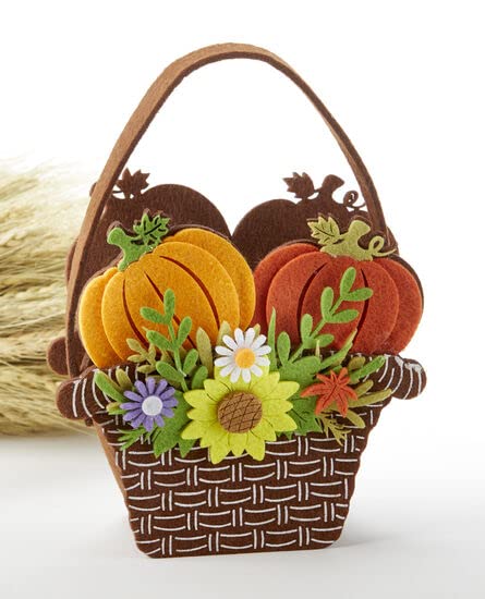 Delton Pumpkin Basket Bag, 6.3-inch Height, Felt