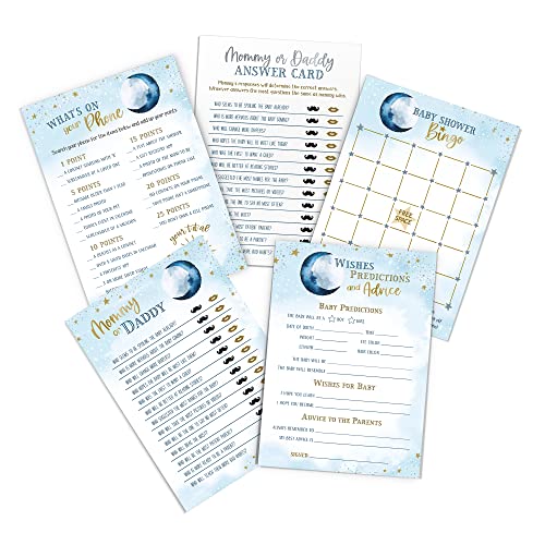 Blue Sky Clayworks Lillian Rose"Love You to The Moon and Back" Baby Shower Game Set,Blue