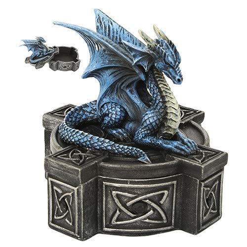 Pacific Trading Giftware Anne Stokes Altar Drake Frost Blue Mystic Dragon Statue Celtic Cross Lidded Box