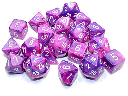 Chessex Festive Polyhedral 20-Die Set, Violet with White Numbers Dice for Dungeons and Dragons (DND), Role Playing Games, MTG, Pathfinder, Table Game, Board Games