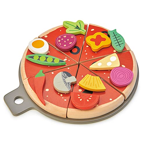 Tender Leaf Toys - Realistic Pizza Box Toy Set with 12 Different Topping for Age 3+