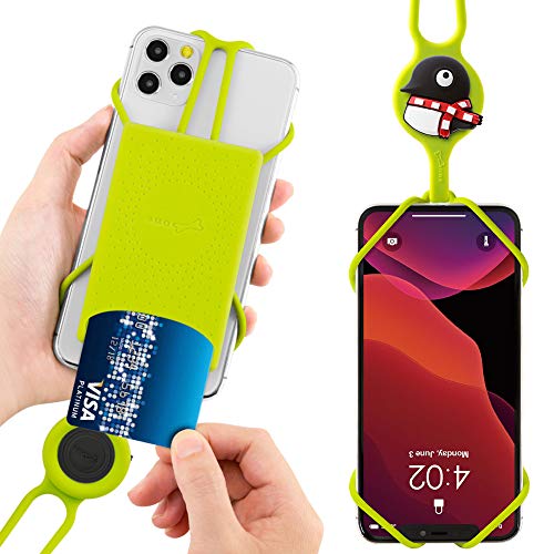 Bone Collection Bone Lanyard Phone Tie 2 with Card Holder, Universal Phone Lanyard Neck Holder, Cell Phone Lanyard w/Card Holder for iPhone 13 12 11 Pro Max, Galaxy S Pixel, Fits 4 to 6.7"- Maru Penguin