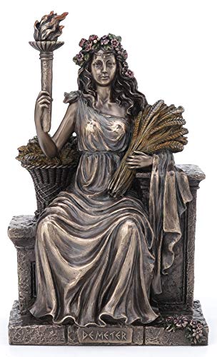Unicorn Studio Veronese Design 9 Inch Demeter Greek Roman Goddess of Agriculture Sitting Throne Antique Bronze Finish Statue