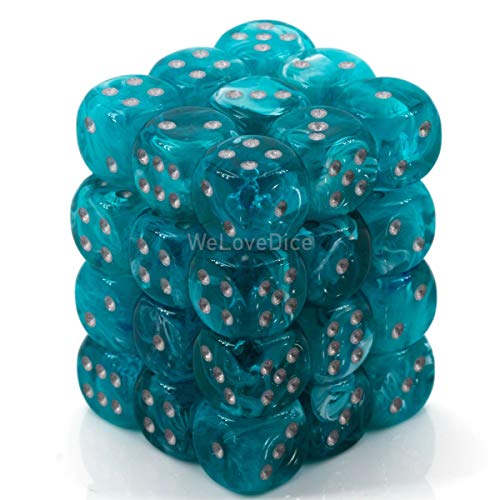 DND Dice Set-Chessex D&D Dice-12mm Cirrus Aqua and Silver Plastic Polyhedral Dice Set-Dungeons and Dragons Dice Includes 36 Dice ‚Äö√Ñ√¨ D6 (CHX27865)