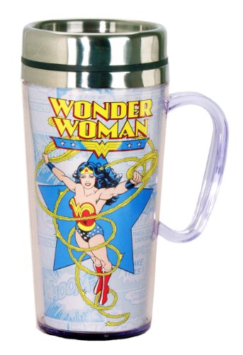 Spoontiques DC Comics Wonder Woman Insulated Travel Mug, Multi Colored