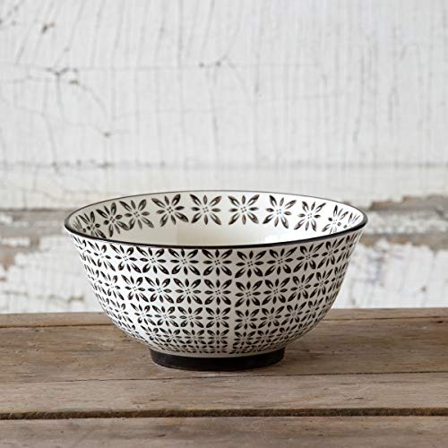 Park Hill Collection EAW00132 Norden Pattern Soup Bowl, 6-inch Diameter, Ceramic, Black and Ivory