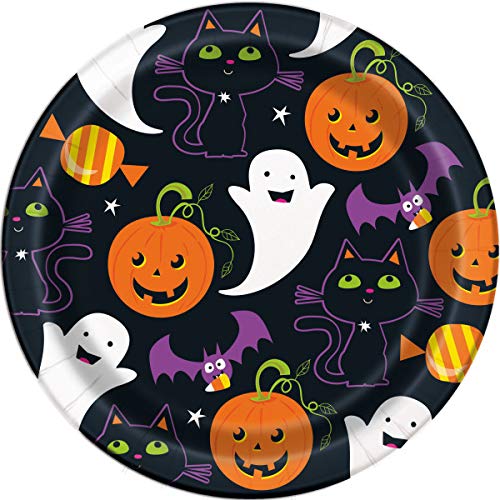 Unique Industries Cat & Pumpkin Round Dessert Plates - 8 Pcs