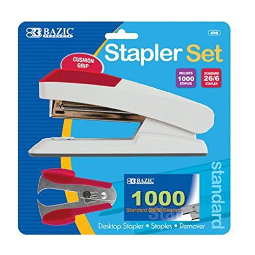 BAZIC Comfort Grip Desktop Stapler Set (Pack of 3)