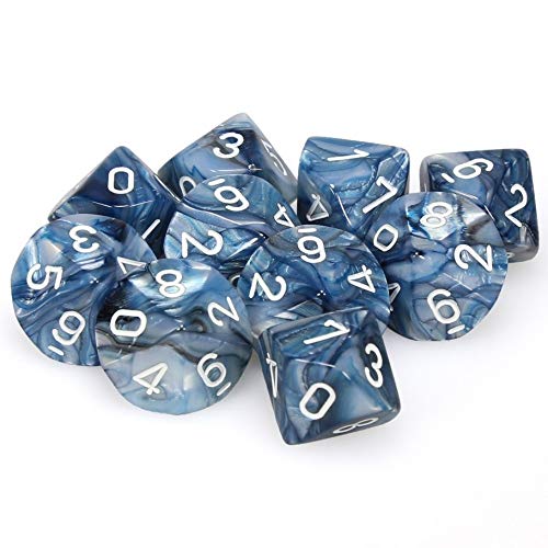 Chessex d10 ClamshellLustrous Slate/wh (10)