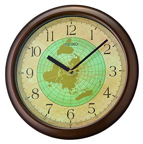 Seiko World Globe Wall Clock, Metallic Brown