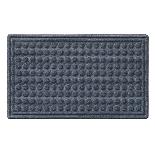 Larry Traverso Cumberland Outdoor Doormat, 18 x 30 Inches, All Weather PET Surface Made from Recycled Plastic with 100% Rubber Backing, Grey