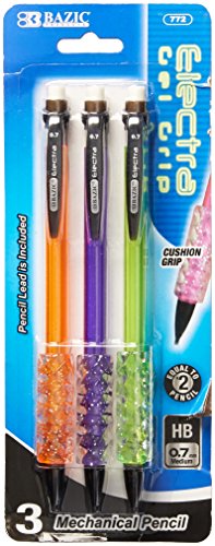 BAZIC Electra 0.7 mm Fashion Color Mechanical Pencil with Gel Grip (3/Pack)