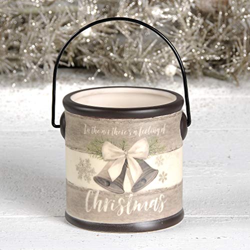 Blossom Bucket There's A Feeling of Christmas Ceramic Container with Handle