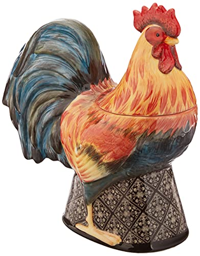 Certified International 23665 11.25" Gilded Rooster 3-D Cookie Jar Ceramic Serveware, One Size, Multicolor