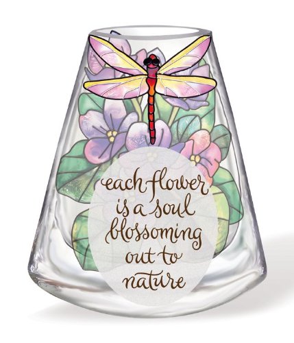 Amia 41174 Petite Sentimental Vase, Violet Floral Design with Saying, 4-Inch High