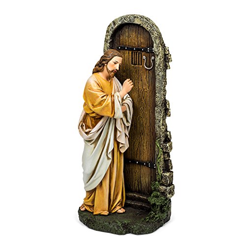 Roman Jesus Knocking at Door Renaissance Collection 12 Inch Resin Stone Statue Figurine