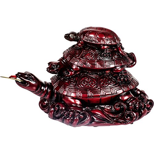 Kheops International Polyresin Feng Shui Figurine Protection Turtles Red