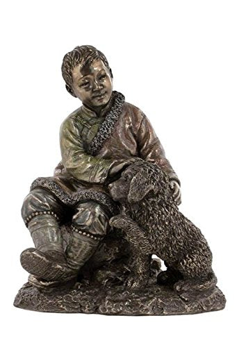 Unicorn Studio US 5.5 Inch Figure Tibetan Boy wMastiff Textured Decor Accessory Gift