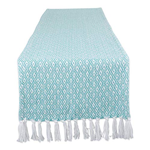 DII Farmhouse Mini Diamond Braided Table Runner, 15x72, Aqua