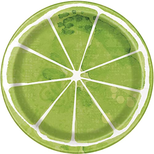 Unique Industries Unique 16486 Lime Slice Plates-18 cm-Citrus Fruit Summer Party-8 Count (Pack of 1), Small Paper Plates