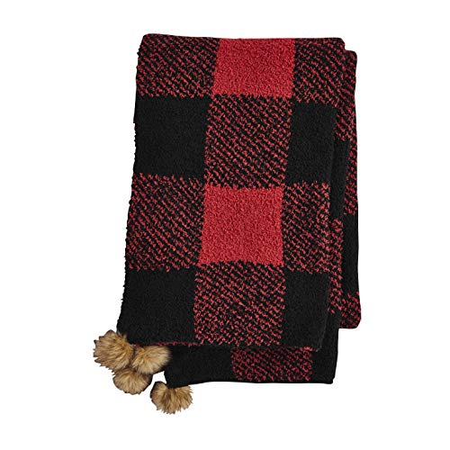 Mud Pie Womens Chenille Scarf, Polyester, Red Check