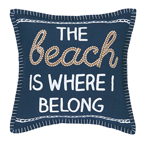 Peking Handicraft Beach is Where I Belong Burlap Pillow, Blue