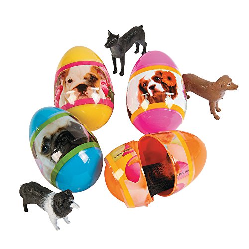 Fun Express - Filled Easter Puppy Eggs for Easter - Party Supplies - Pre - Filled Party Favors - Pre - Filled Plastic Containers - Easter - 12 Pieces
