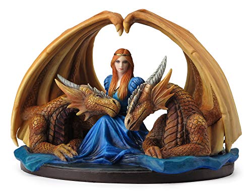 Unicorn Studio Veronese Design Anne Stokes Fierce Loyalty Maiden with Dragons Hand Painted Statue