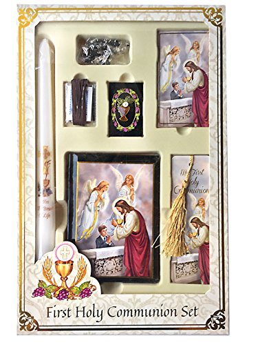 Christian Brands Boys Blessed Sacrament Deluxe First Communion Gift Box Set with Candle