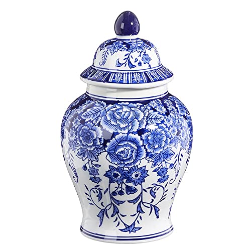 RAZ Imports Floral Ginger Jar, Blue, 10 inches