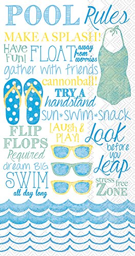 Boston International Celebrate the Home Summer 3-Ply Paper Guest/Buffet Napkins, Pool Rules, 20-Count