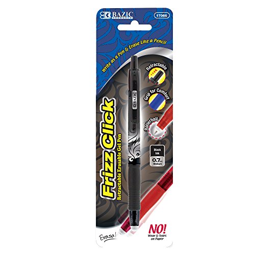 BAZIC Frizz Black Erasable Gel Retractable Pen with Grip