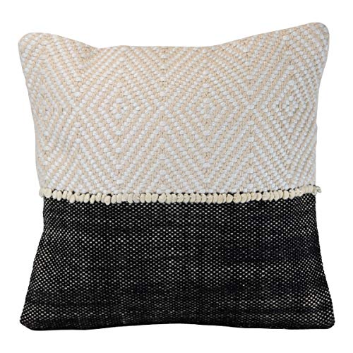 Foreside Home & Garden FIPL09802 Decorative Throw Diamond Pattern Hand Woven 18x18 Outdoor Pillow w/Pulled Yarn Accents, Multicolored